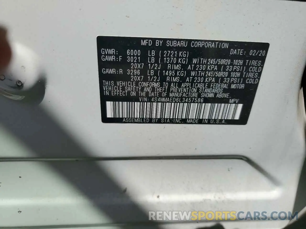 14 Photograph of a damaged car 4S4WMAED6L3457586 SUBARU ASCENT 2020