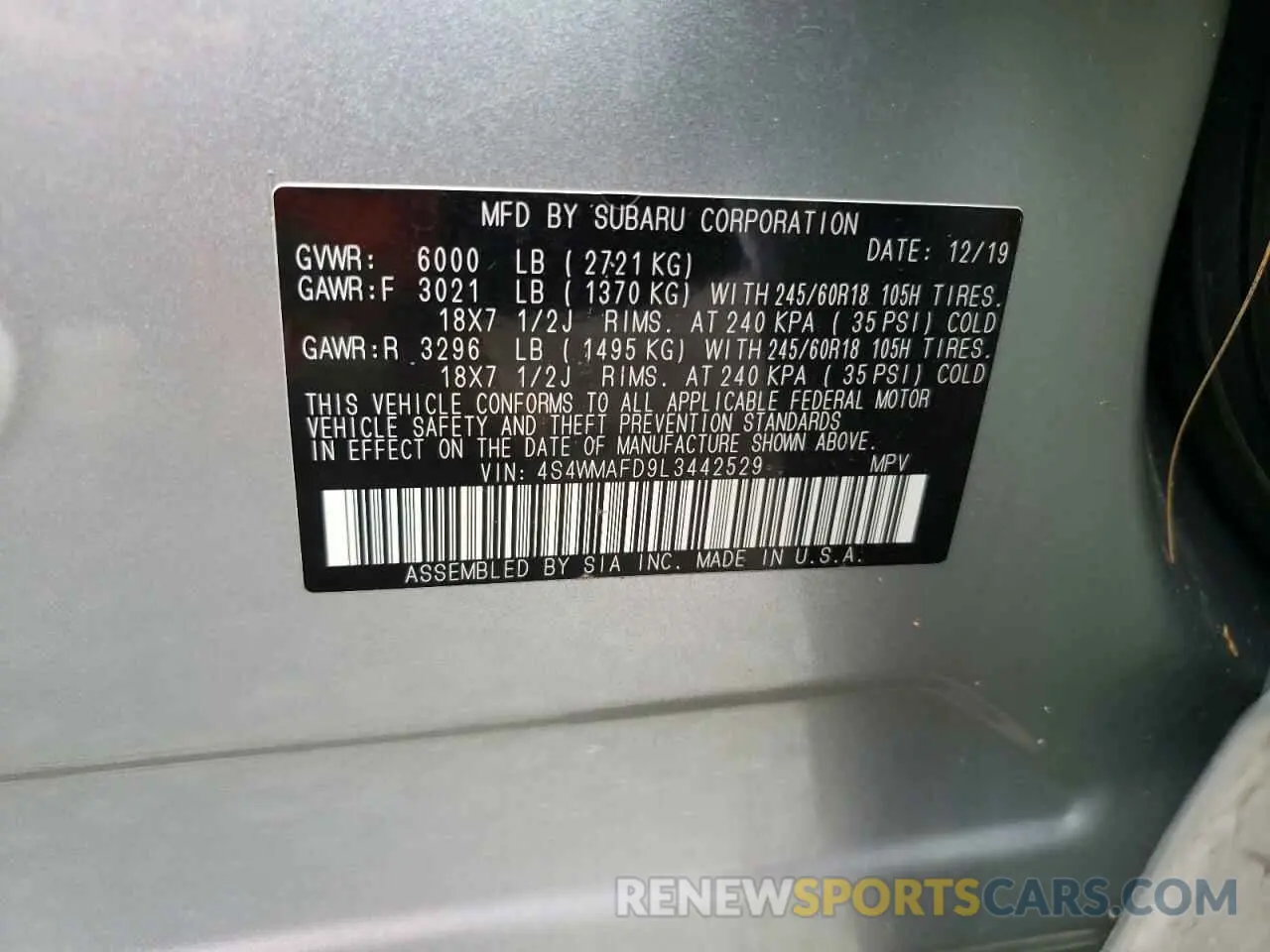 13 Фотография поврежденного автомобиля 4S4WMAFD9L3442529 SUBARU ASCENT 2020