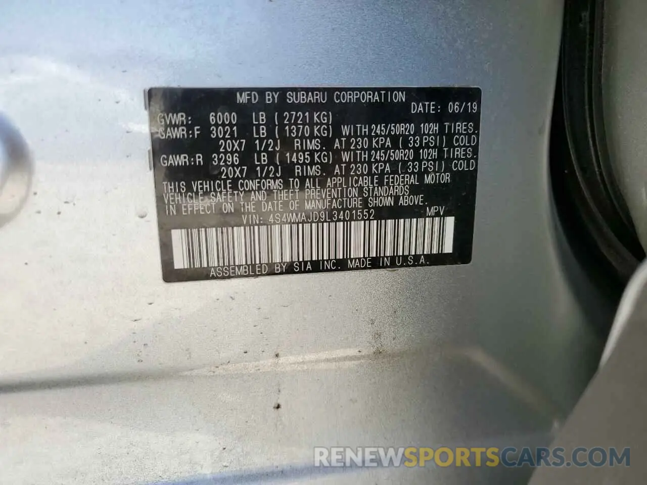14 Photograph of a damaged car 4S4WMAJD9L3401552 SUBARU ASCENT 2020