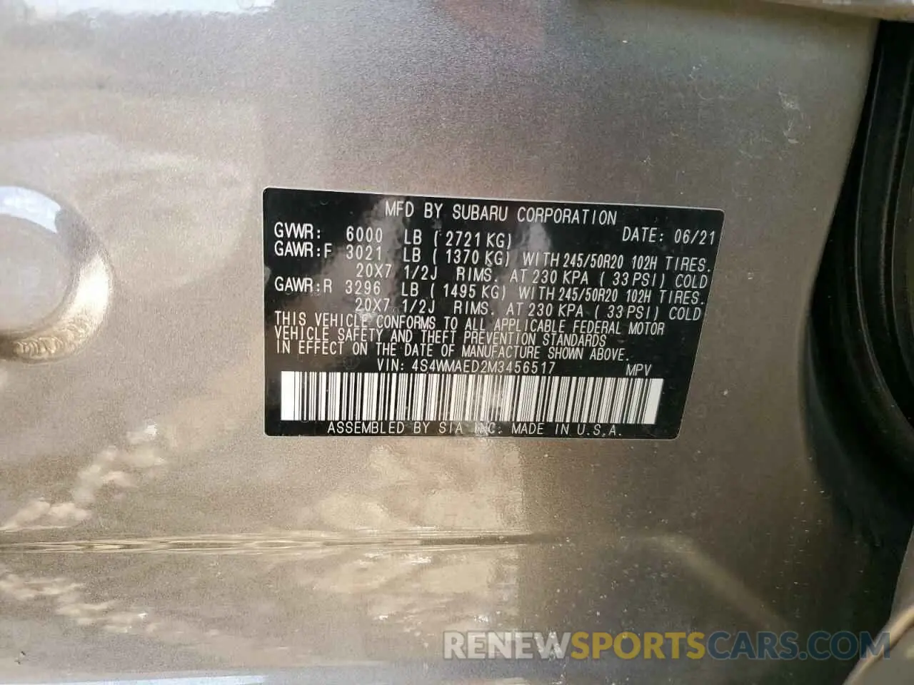 14 Photograph of a damaged car 4S4WMAED2M3456517 SUBARU ASCENT 2021