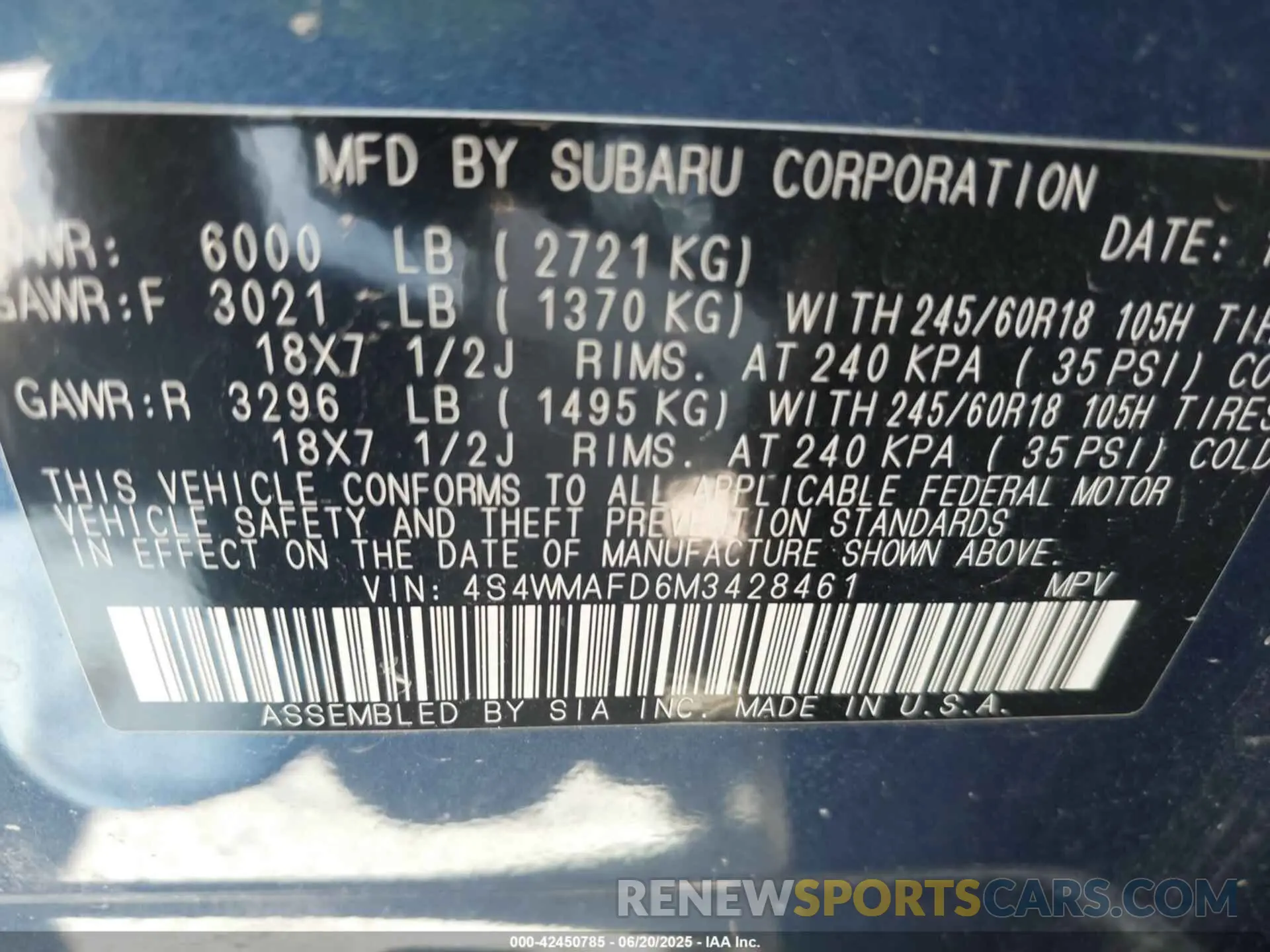 9 Фотография поврежденного автомобиля 4S4WMAFD6M3428461 SUBARU ASCENT 2021