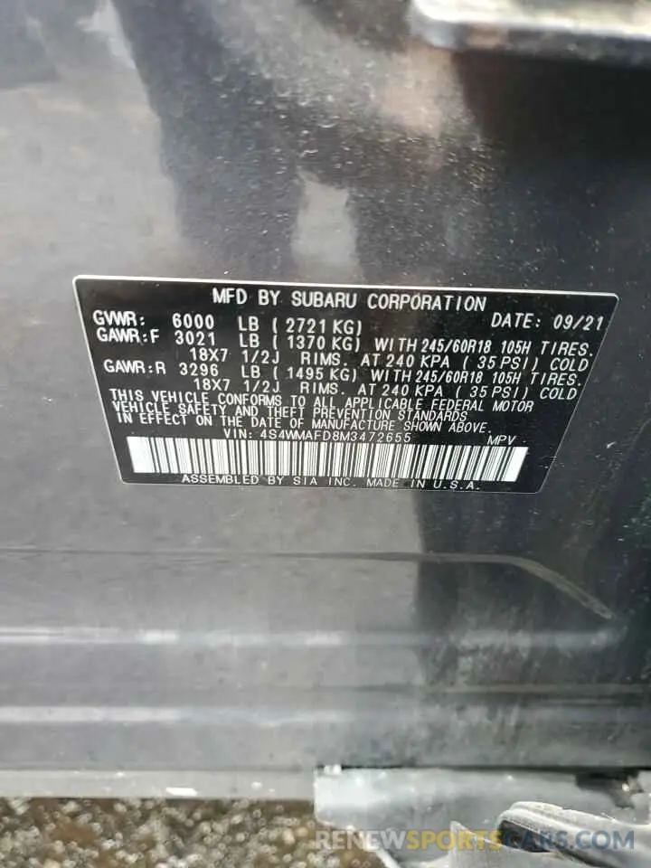 13 Фотография поврежденного автомобиля 4S4WMAFD8M3472655 SUBARU ASCENT 2021