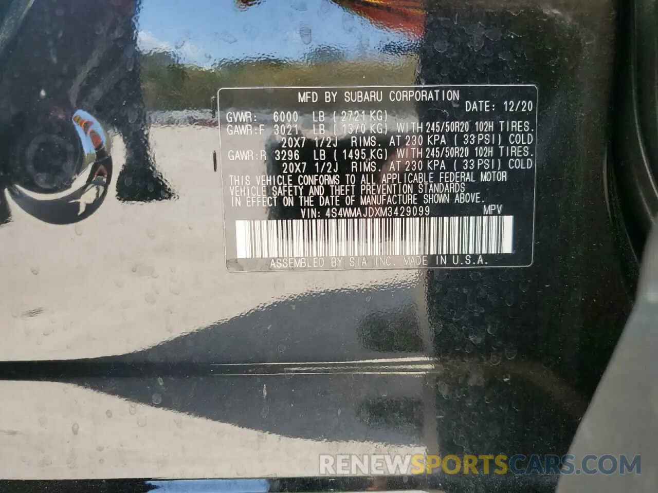 14 Photograph of a damaged car 4S4WMAJDXM3429099 SUBARU ASCENT 2021
