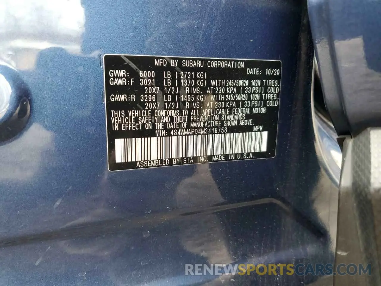 15 Фотография поврежденного автомобиля 4S4WMAPD4M3416758 SUBARU ASCENT 2021