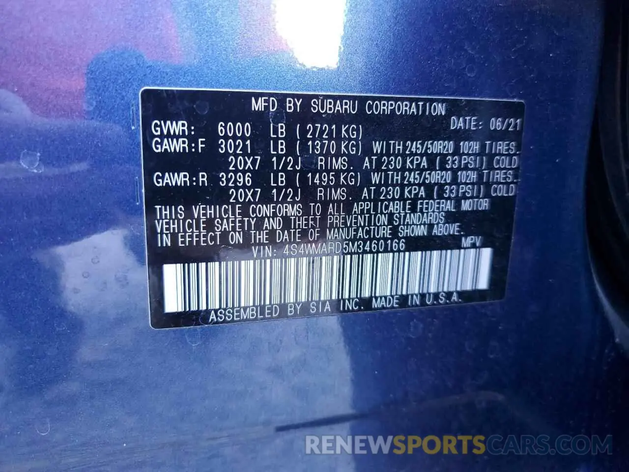 15 Photograph of a damaged car 4S4WMARD5M3460166 SUBARU ASCENT 2021