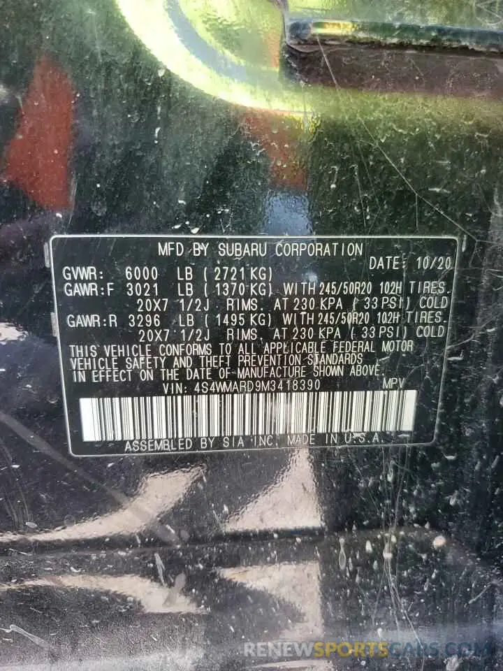 14 Photograph of a damaged car 4S4WMARD9M3418390 SUBARU ASCENT 2021