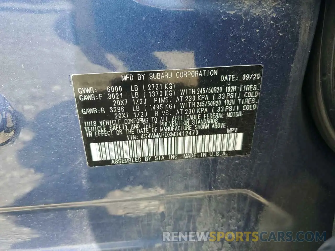 14 Фотография поврежденного автомобиля 4S4WMARDXM3412470 SUBARU ASCENT 2021