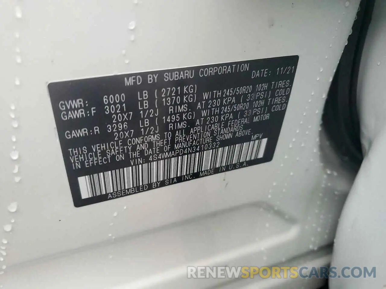 16 Фотография поврежденного автомобиля 4S4WMAPD4N3410332 SUBARU ASCENT 2022