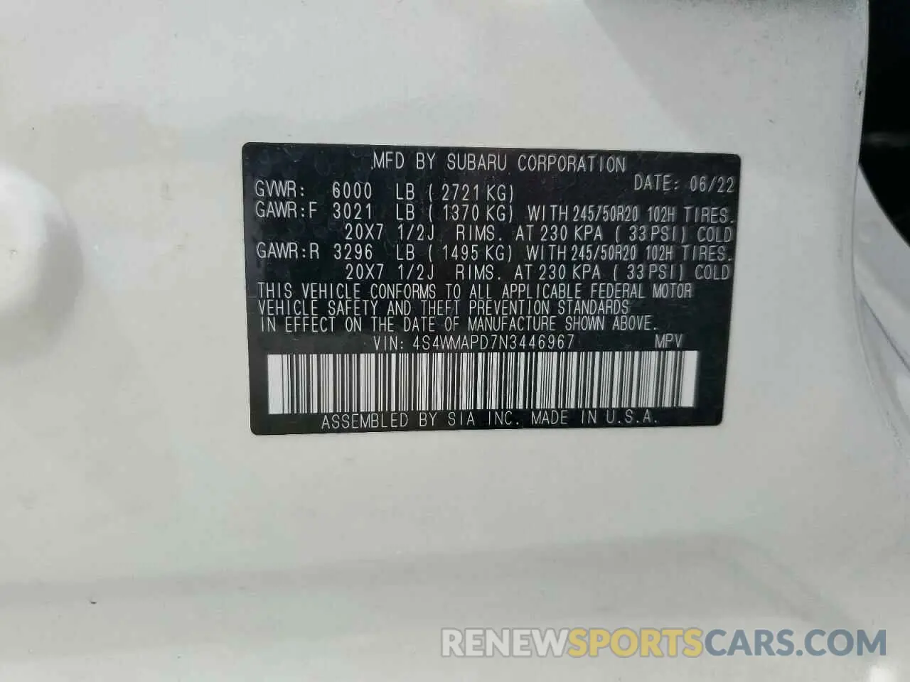 14 Photograph of a damaged car 4S4WMAPD7N3446967 SUBARU ASCENT 2022