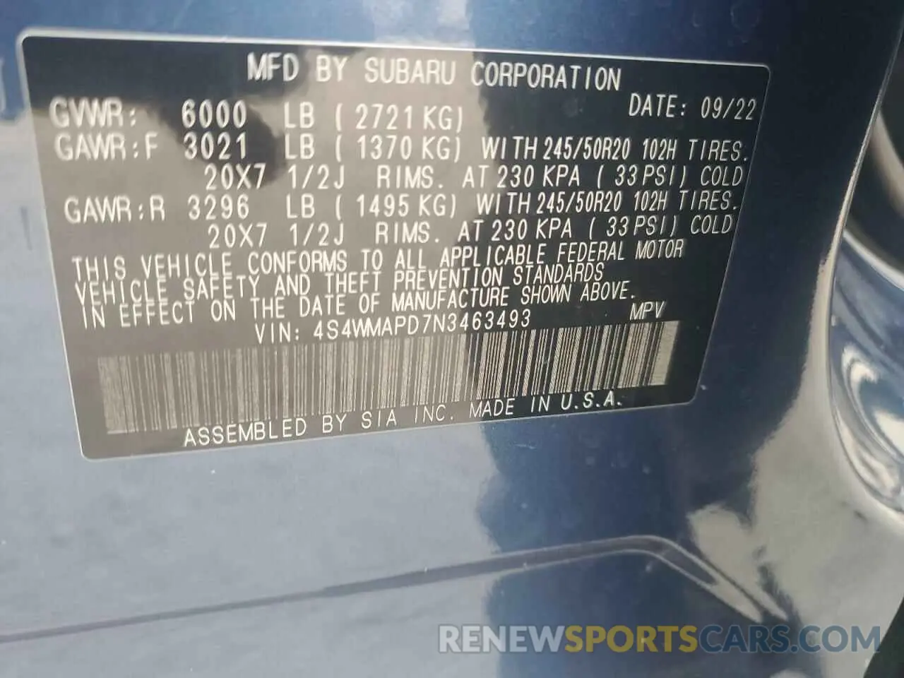 16 Фотография поврежденного автомобиля 4S4WMAPD7N3463493 SUBARU ASCENT 2022