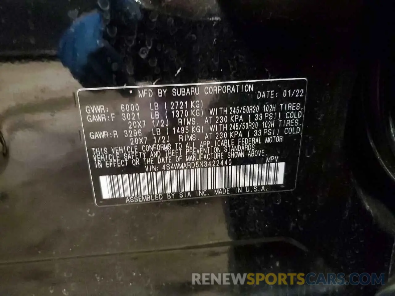 14 Photograph of a damaged car 4S4WMARD5N3422440 SUBARU ASCENT 2022