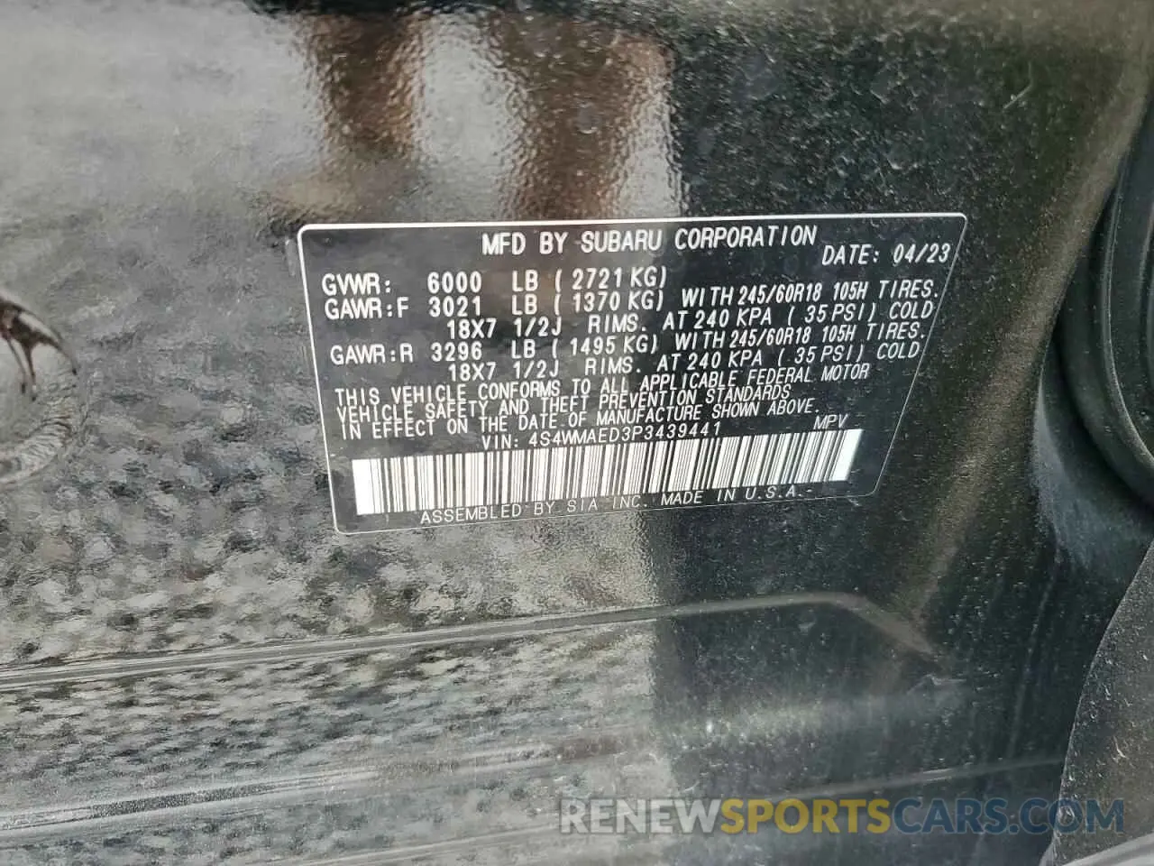 13 Photograph of a damaged car 4S4WMAED3P3439441 SUBARU ASCENT 2023