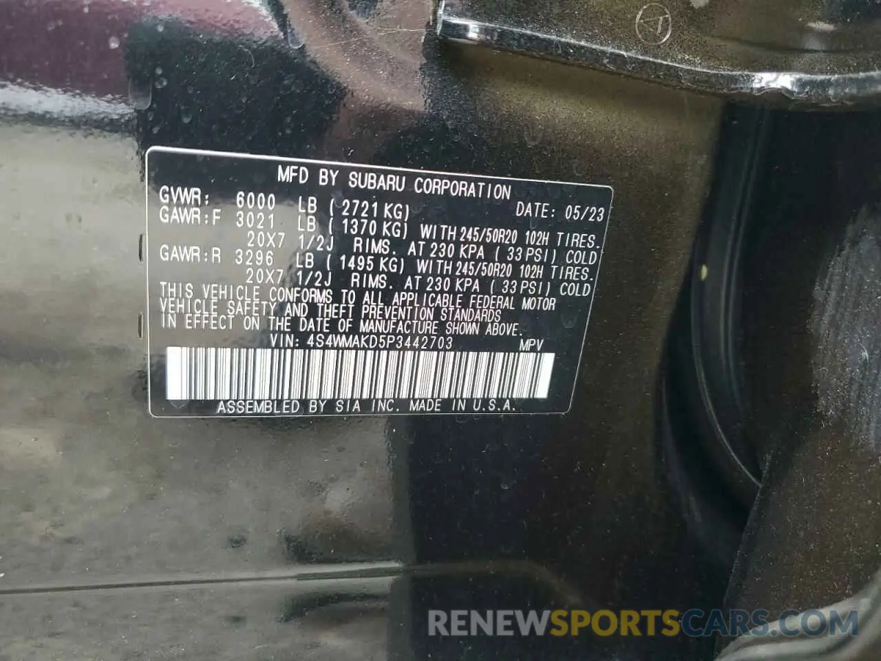 13 Photograph of a damaged car 4S4WMAKD5P3442703 SUBARU ASCENT 2023