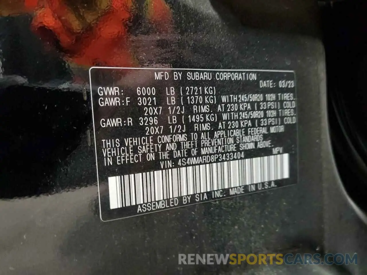 14 Фотография поврежденного автомобиля 4S4WMARD8P3433404 SUBARU ASCENT 2023