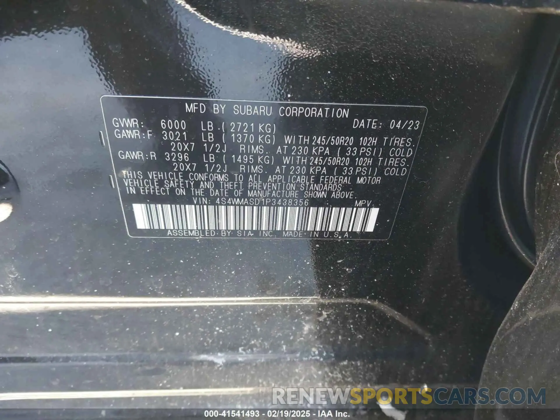 9 Photograph of a damaged car 4S4WMASD1P3438356 SUBARU ASCENT 2023
