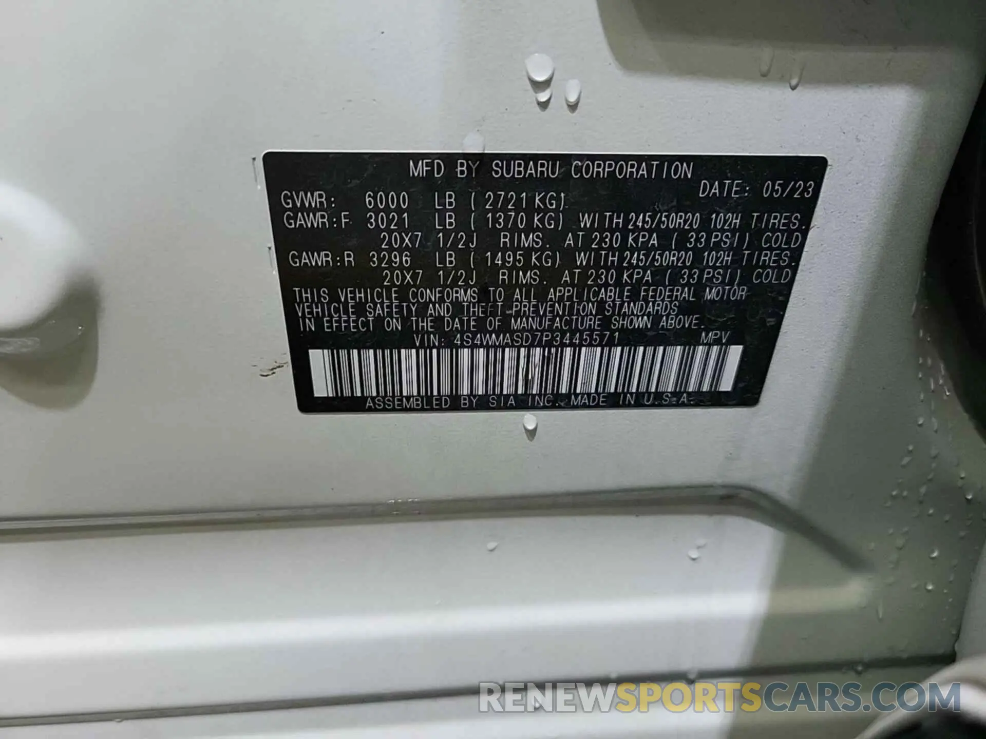 20 Фотография поврежденного автомобиля 4S4WMASD7P3445571 SUBARU ASCENT 2023