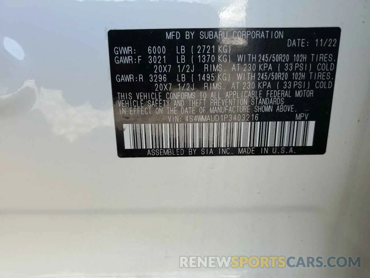 13 Фотография поврежденного автомобиля 4S4WMAUD1P3403216 SUBARU ASCENT 2023