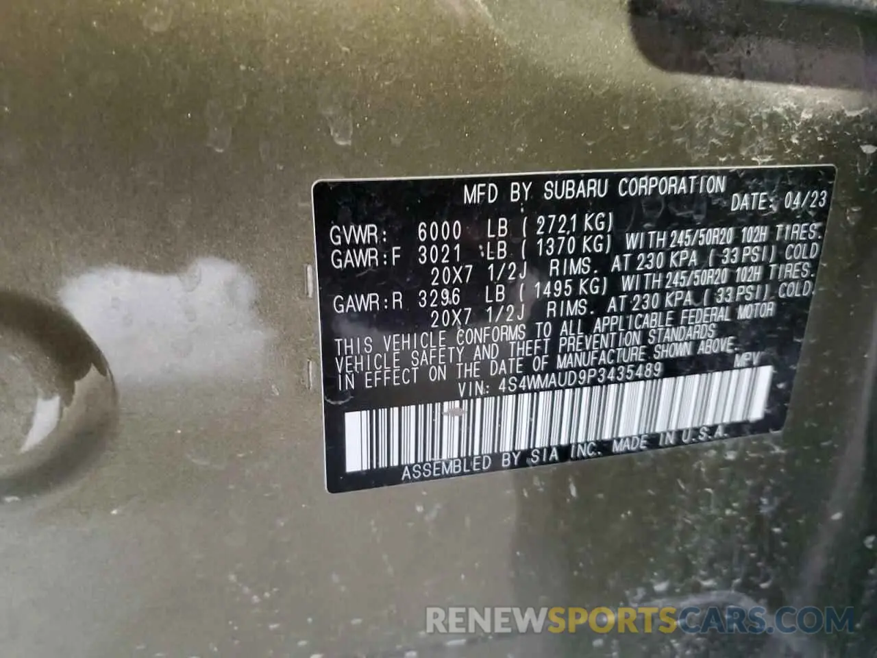 14 Photograph of a damaged car 4S4WMAUD9P3435489 SUBARU ASCENT 2023