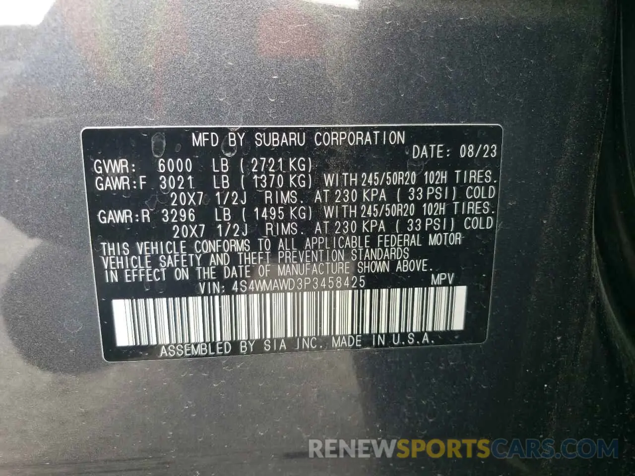 13 Photograph of a damaged car 4S4WMAWD3P3458425 SUBARU ASCENT 2023