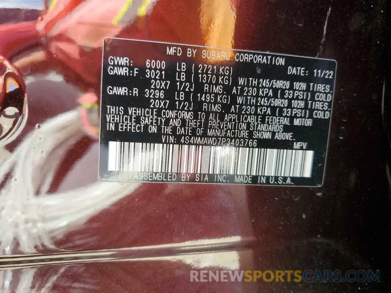 13 Photograph of a damaged car 4S4WMAWD7P3403766 SUBARU ASCENT 2023