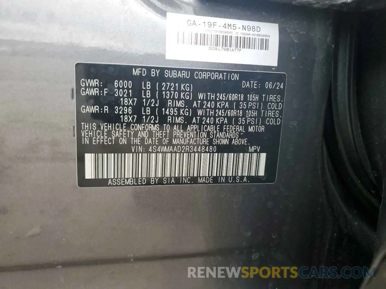 13 Photograph of a damaged car 4S4WMAAD2R3448480 SUBARU ASCENT 2024