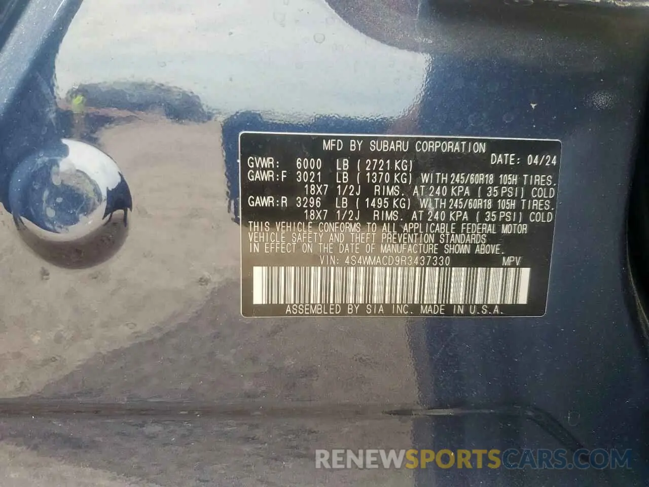 14 Photograph of a damaged car 4S4WMACD9R3437330 SUBARU ASCENT 2024