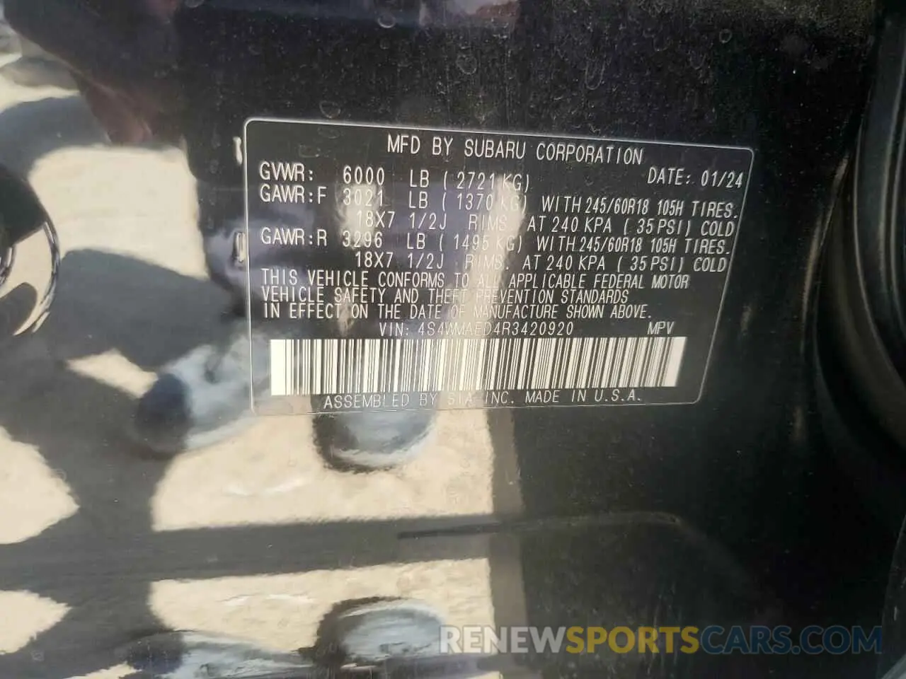 13 Photograph of a damaged car 4S4WMAED4R3420920 SUBARU ASCENT 2024