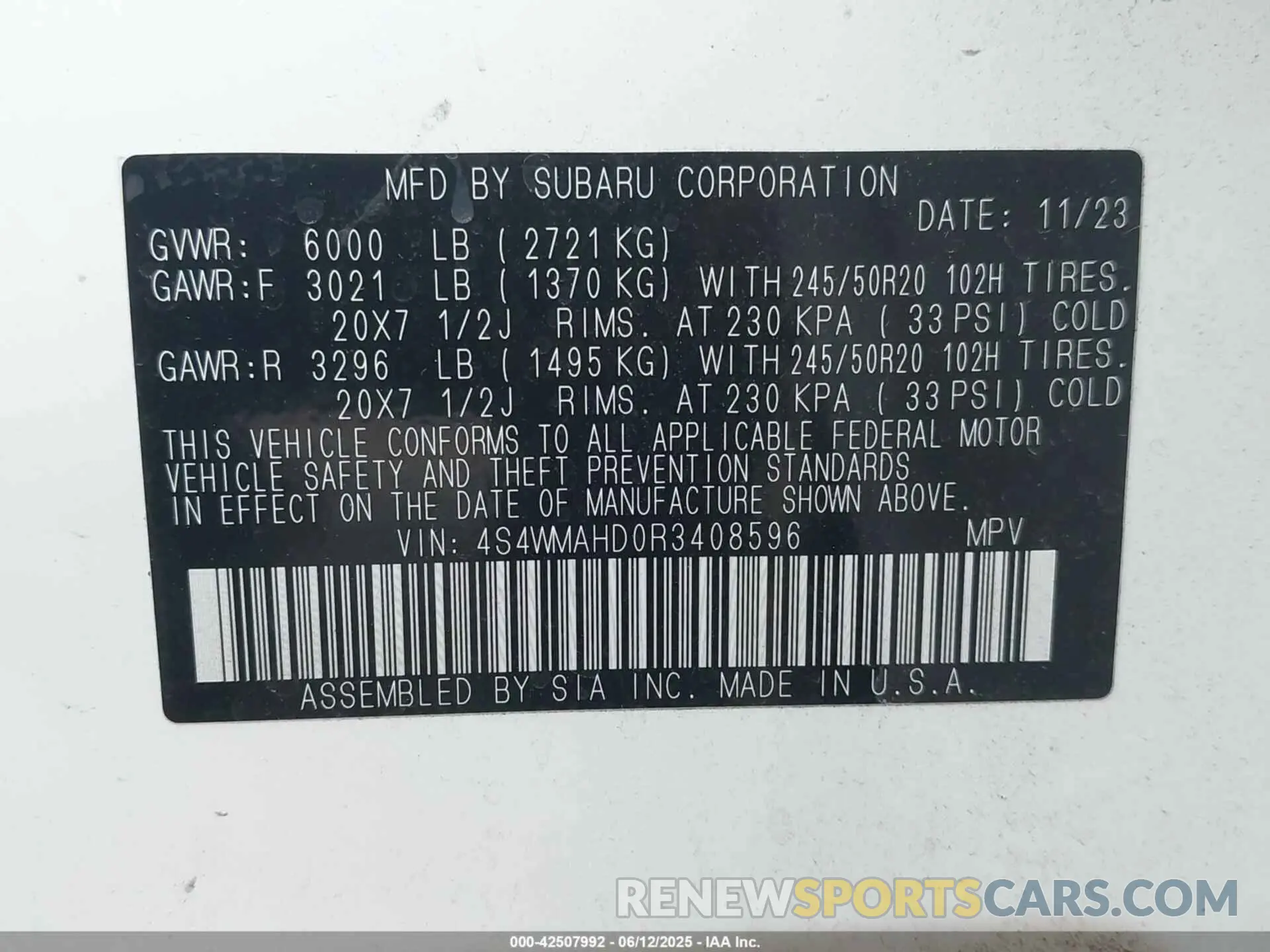 9 Фотография поврежденного автомобиля 4S4WMAHD0R3408596 SUBARU ASCENT 2024