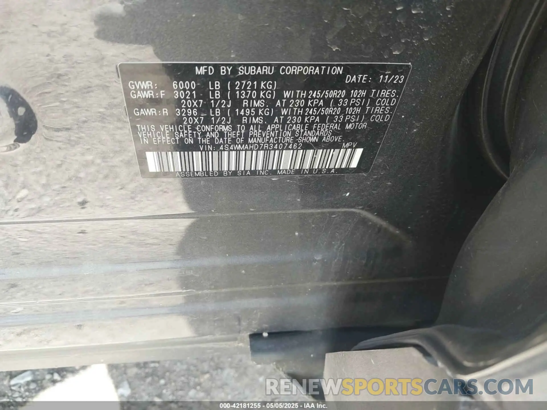 9 Фотография поврежденного автомобиля 4S4WMAHD7R3407462 SUBARU ASCENT 2024