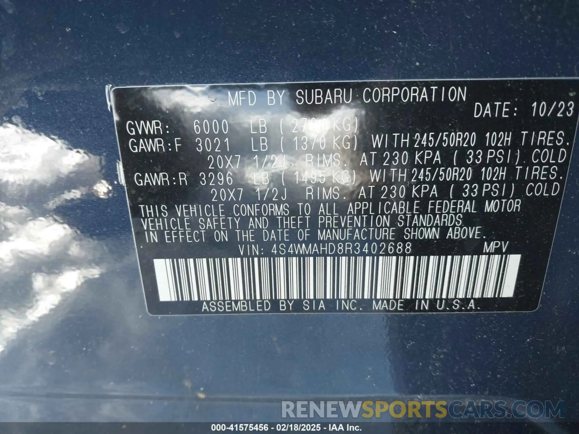 9 Фотография поврежденного автомобиля 4S4WMAHD8R3402688 SUBARU ASCENT 2024