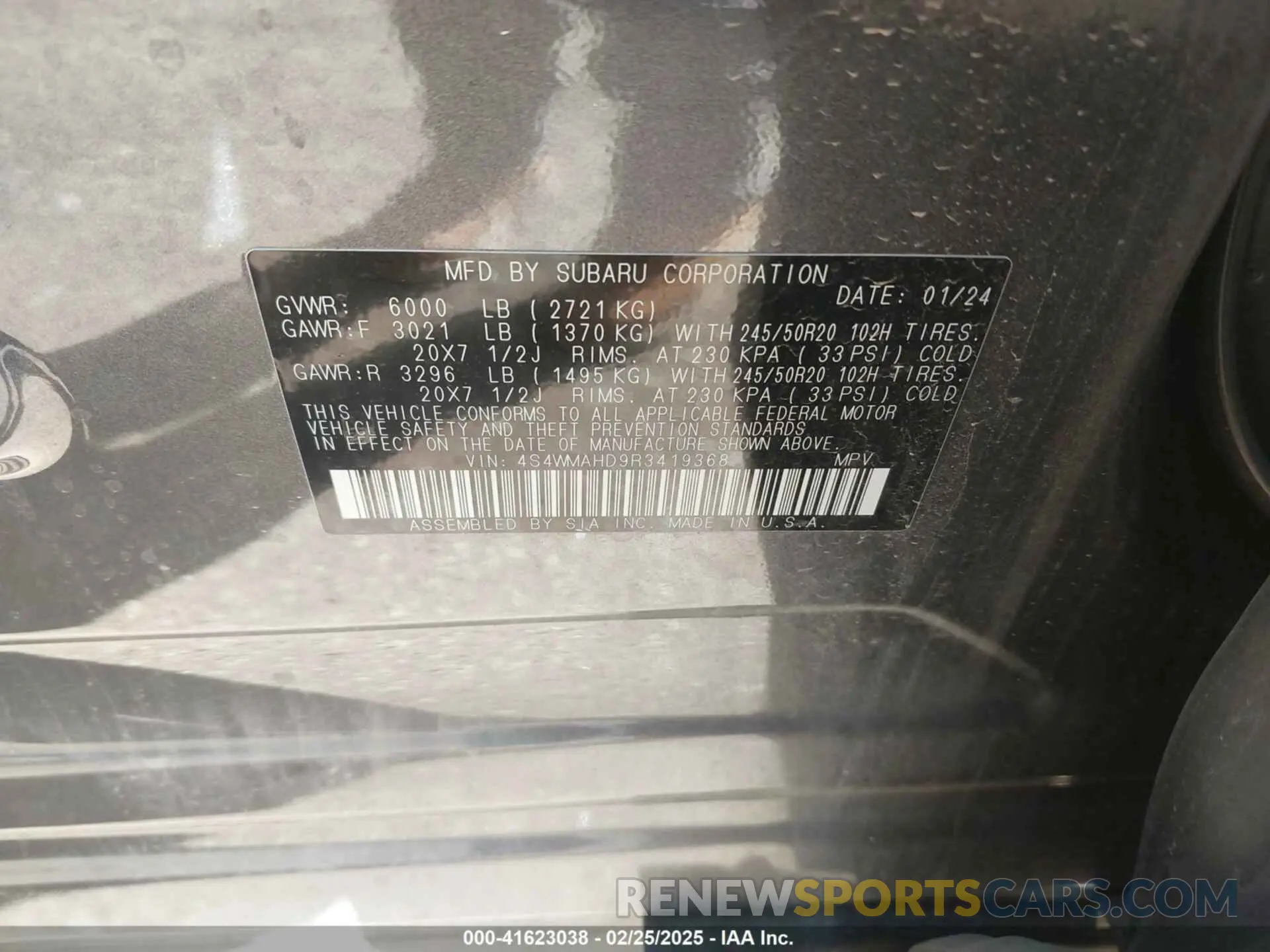 9 Photograph of a damaged car 4S4WMAHD9R3419368 SUBARU ASCENT 2024
