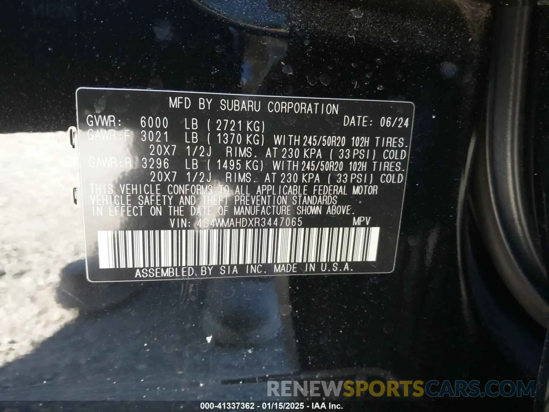 9 Фотография поврежденного автомобиля 4S4WMAHDXR3447065 SUBARU ASCENT 2024