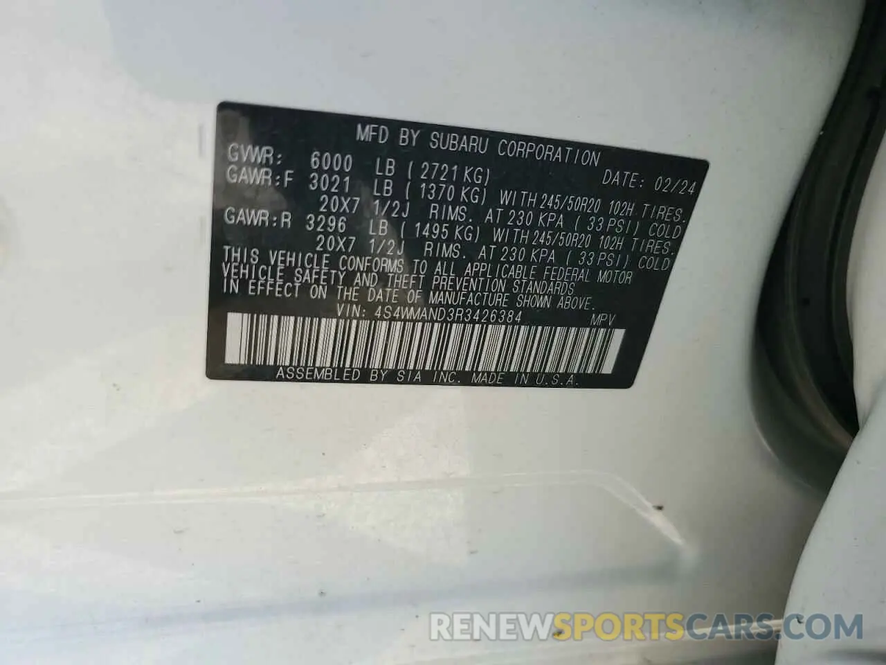 16 Photograph of a damaged car 4S4WMAND3R3426384 SUBARU ASCENT 2024