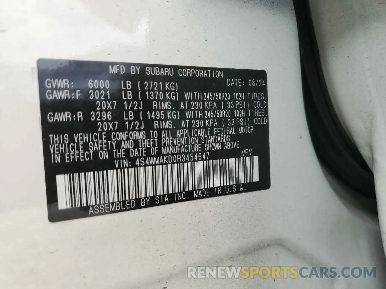 13 Photograph of a damaged car 4S4WMAKD0R3454647 SUBARU ASCENT ONY 2024