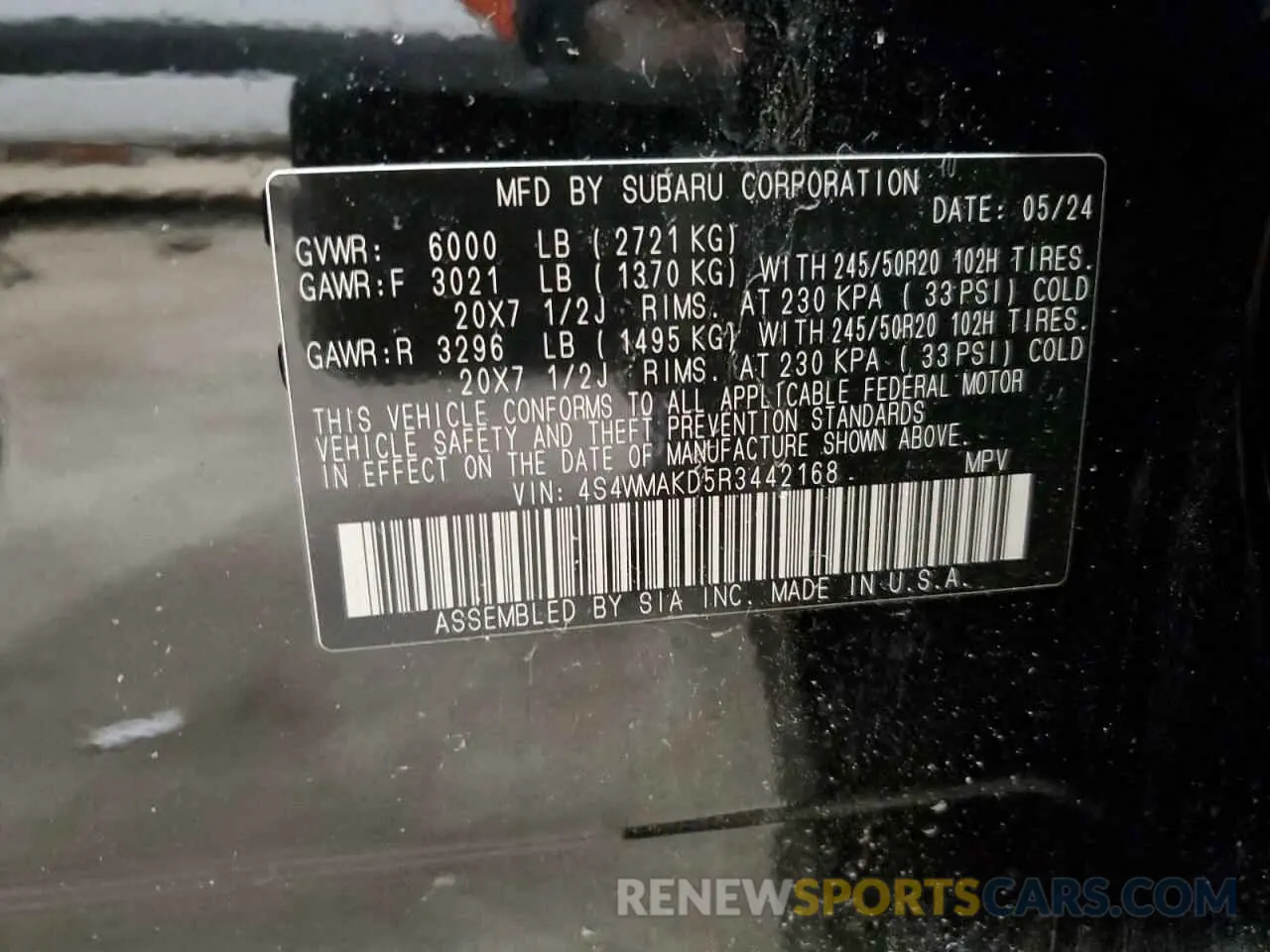 13 Photograph of a damaged car 4S4WMAKD5R3442168 SUBARU ASCENT ONY 2024
