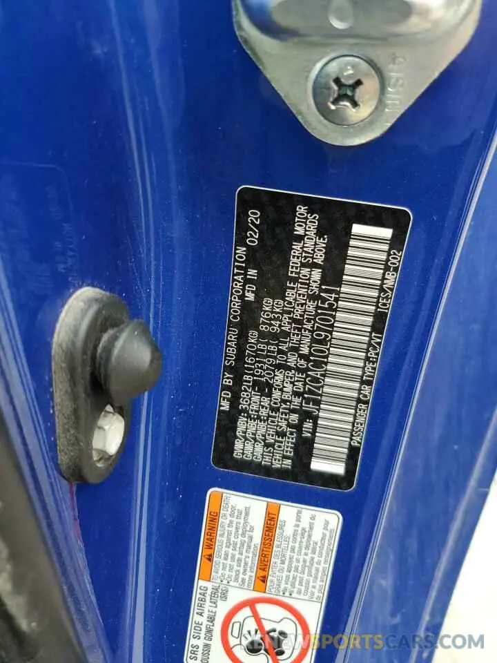 13 Photograph of a damaged car JF1ZCAC10L9701541 SUBARU BRZ 2020
