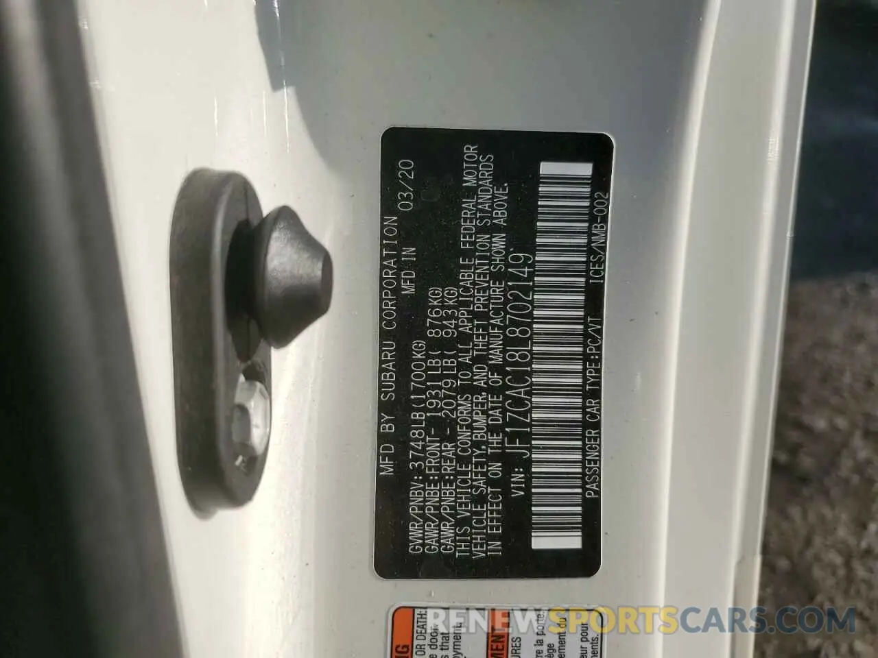 13 Photograph of a damaged car JF1ZCAC18L8702149 SUBARU BRZ 2020