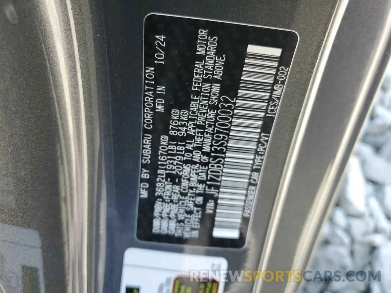 12 Photograph of a damaged car JF1ZDBS13S9700032 SUBARU BRZ 2025