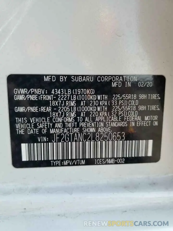 13 Photograph of a damaged car JF2GTANC2L8250653 SUBARU CROSSTREK 2020