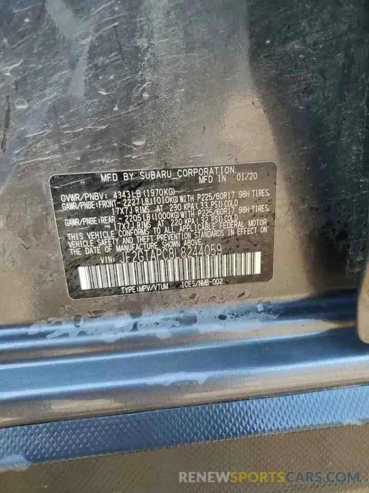 13 Photograph of a damaged car JF2GTAPC8L8244059 SUBARU CROSSTREK 2020