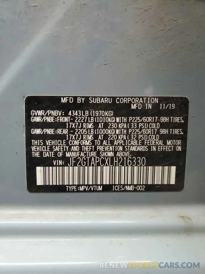16 Photograph of a damaged car JF2GTAPCXLH216330 SUBARU CROSSTREK 2020