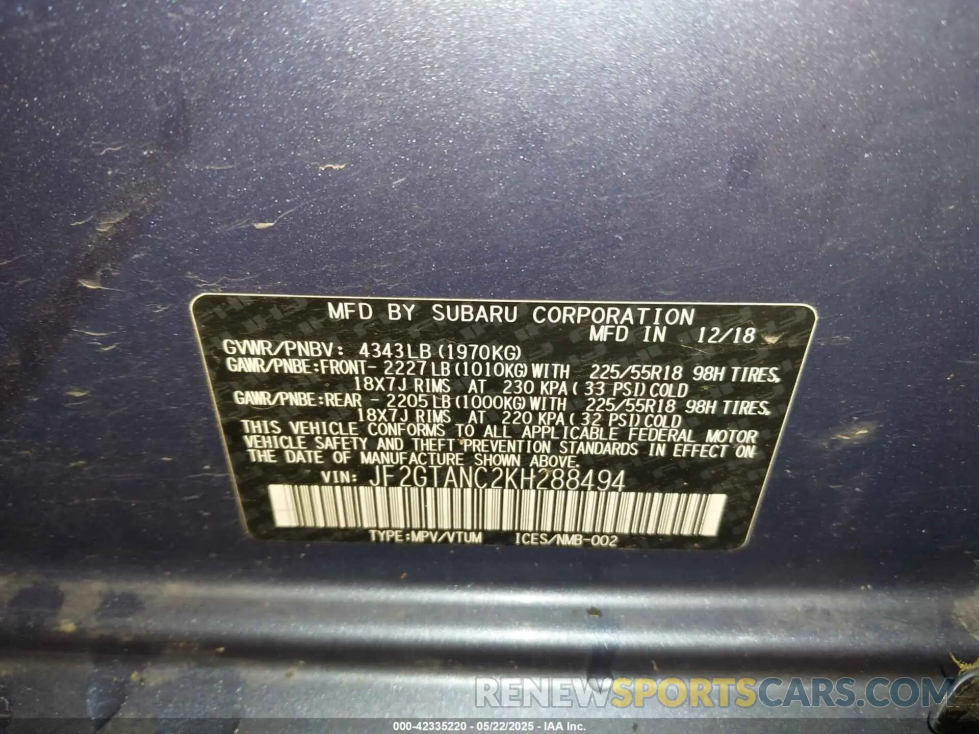 9 Photograph of a damaged car JF2GTABC2MH231560 SUBARU CROSSTREK 2021