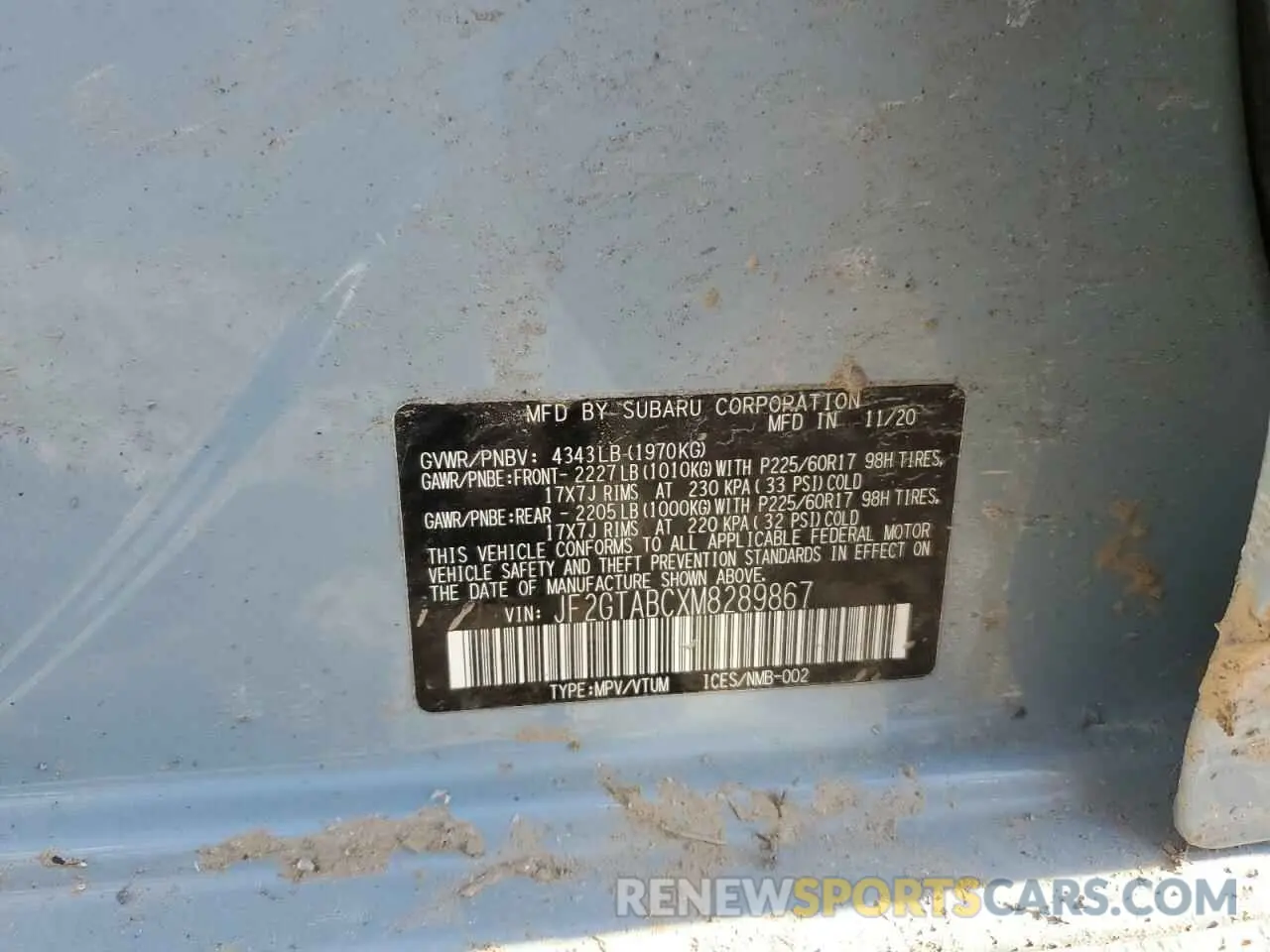 13 Photograph of a damaged car JF2GTABCXM8289867 SUBARU CROSSTREK 2021