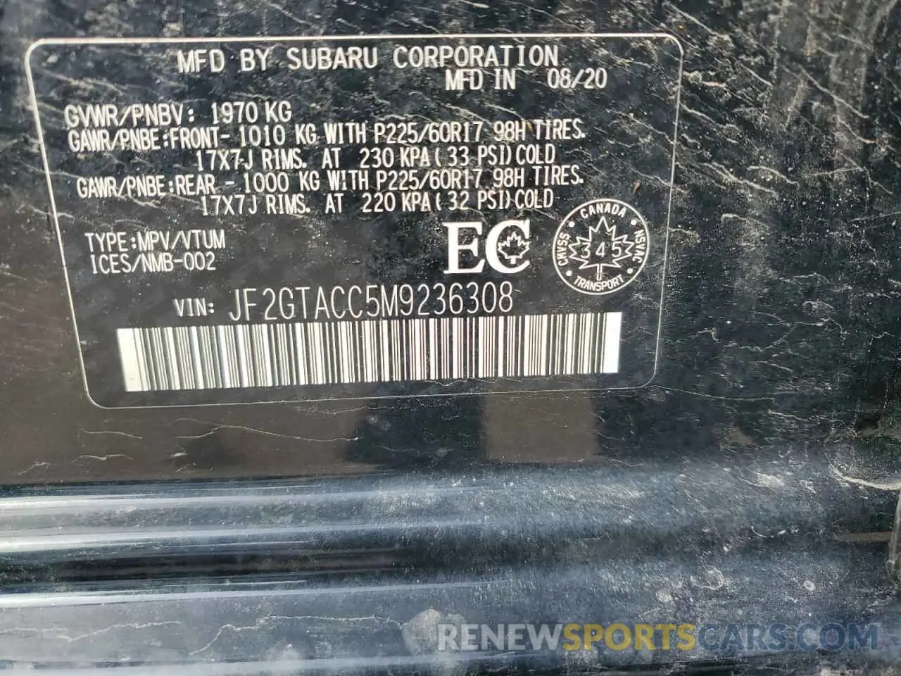 13 Photograph of a damaged car JF2GTACC5M9236308 SUBARU CROSSTREK 2021
