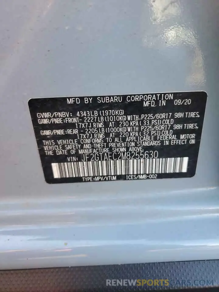 13 Photograph of a damaged car JF2GTAEC2M8255630 SUBARU CROSSTREK 2021