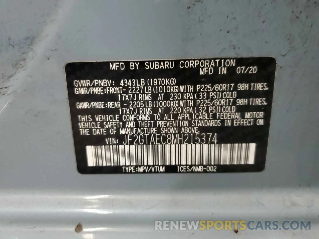 14 Photograph of a damaged car JF2GTAEC8MH215374 SUBARU CROSSTREK 2021