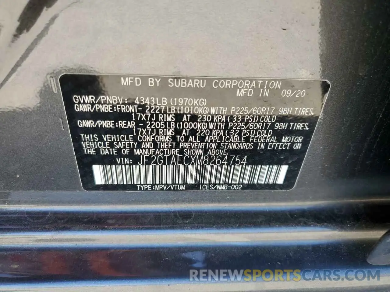 13 Photograph of a damaged car JF2GTAECXM8264754 SUBARU CROSSTREK 2021