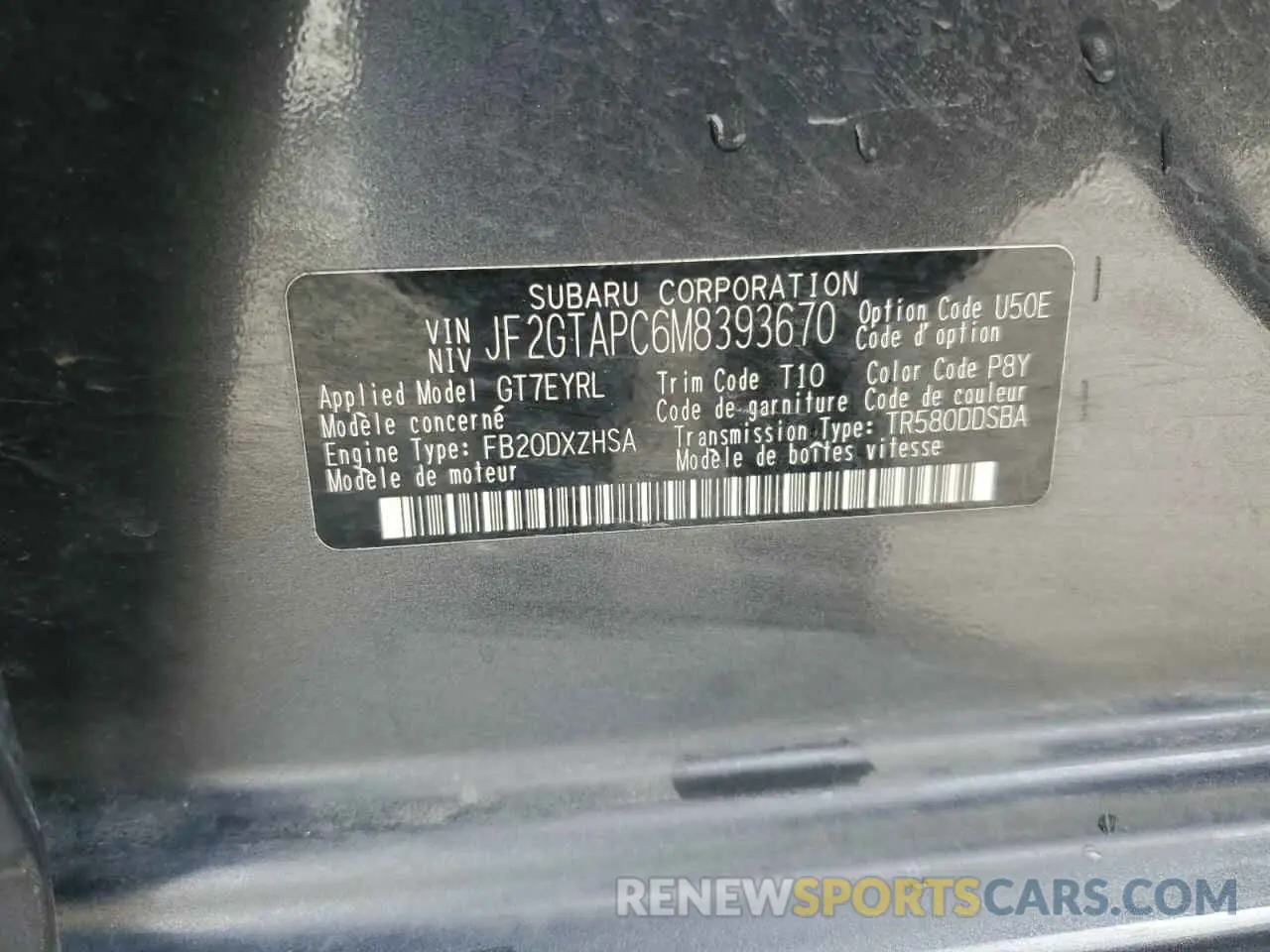 14 Photograph of a damaged car JF2GTAPC6M8393670 SUBARU CROSSTREK 2021