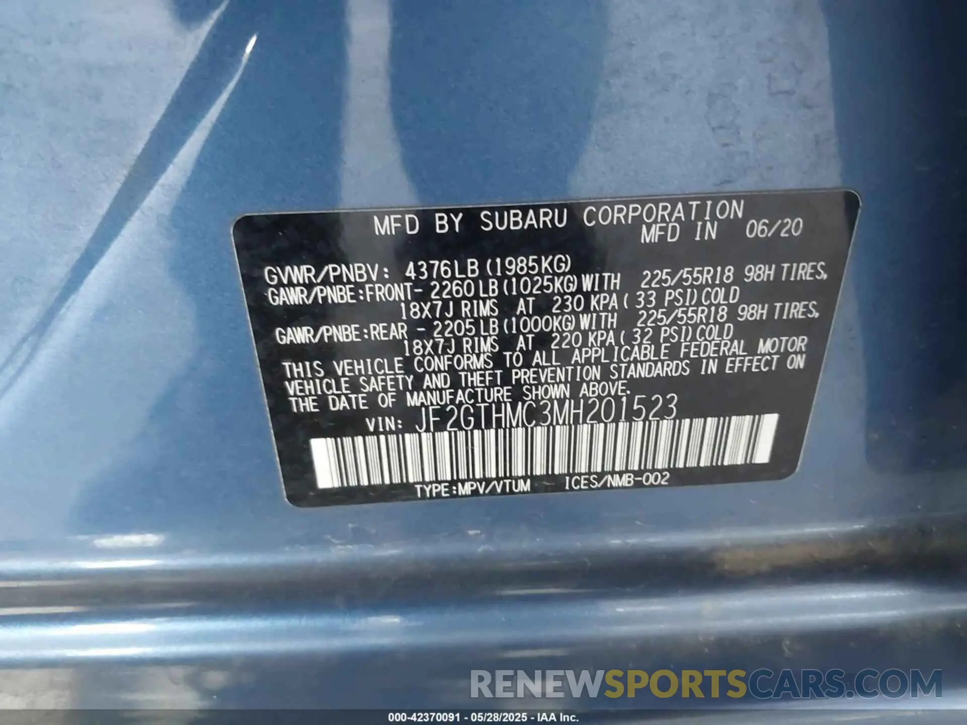 9 Photograph of a damaged car JF2GTHMC3MH201523 SUBARU CROSSTREK 2021