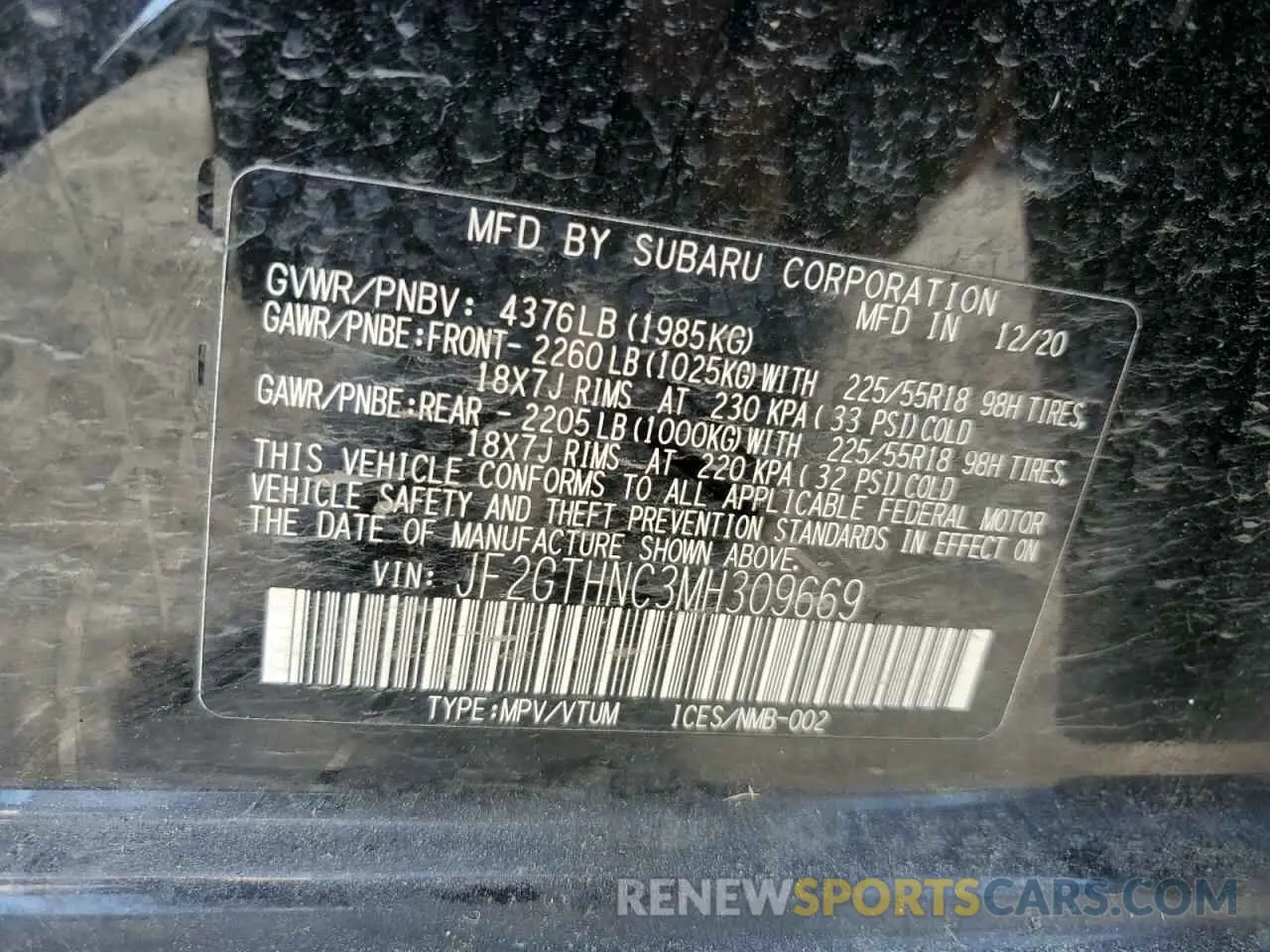 14 Photograph of a damaged car JF2GTHNC3MH309669 SUBARU CROSSTREK 2021